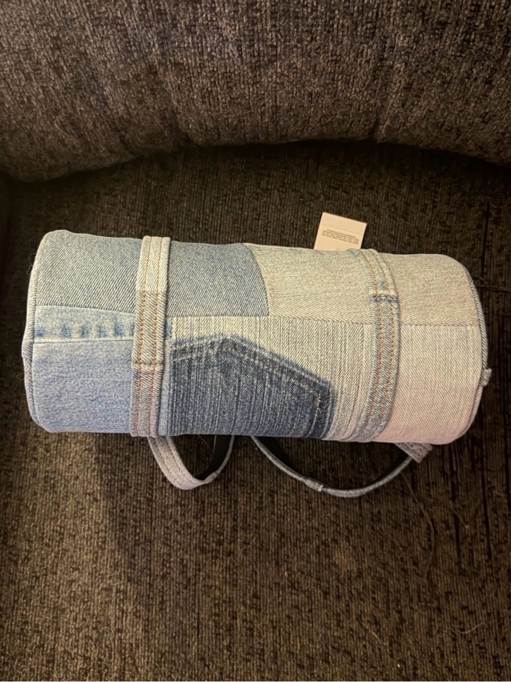 Coach Kisslock Barrel Bag 28 in Repurposed Denim & Soft Leather Brass/Indigo NWT - Picture 3 of 13